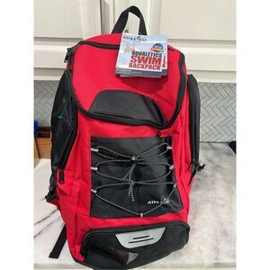 Athletico Swim Backpack Large – Black Mesh Gear Bag Waterproof Pockets Sports